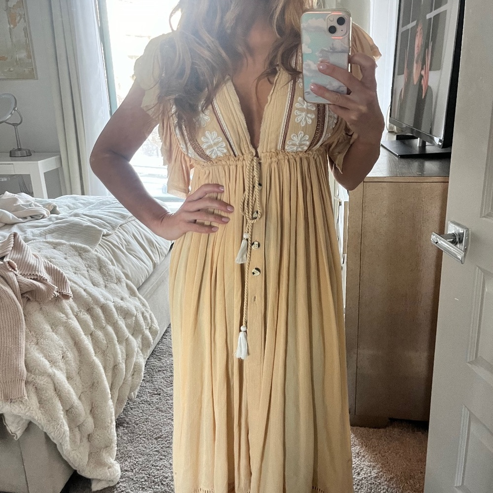Free People Will Wait For You Midi Dress Garbanzo Bean Size xs